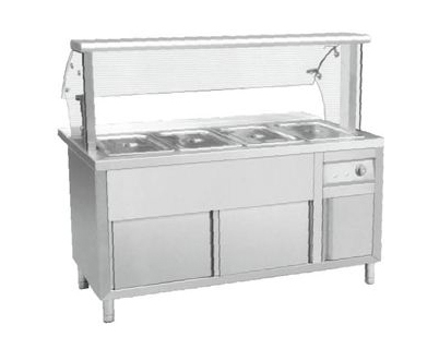 四格保溫售飯臺(帶玻璃罩) 尺寸:1500x800x800mm